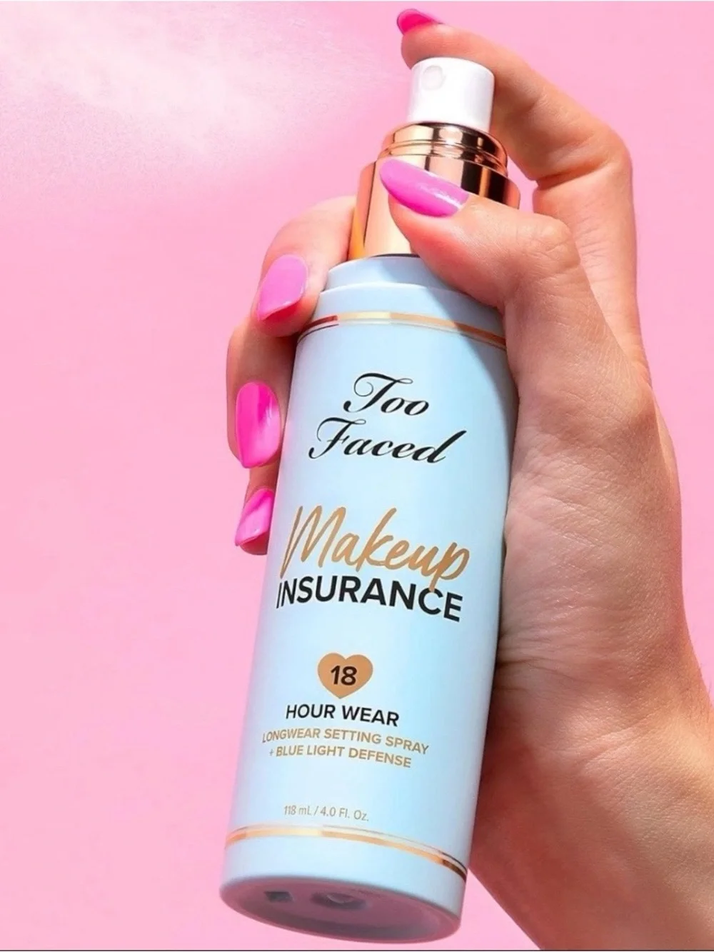 Too Faced Makeup Insurance Setting Spray +Blue Light Defense 4oz/118ml New Boxed